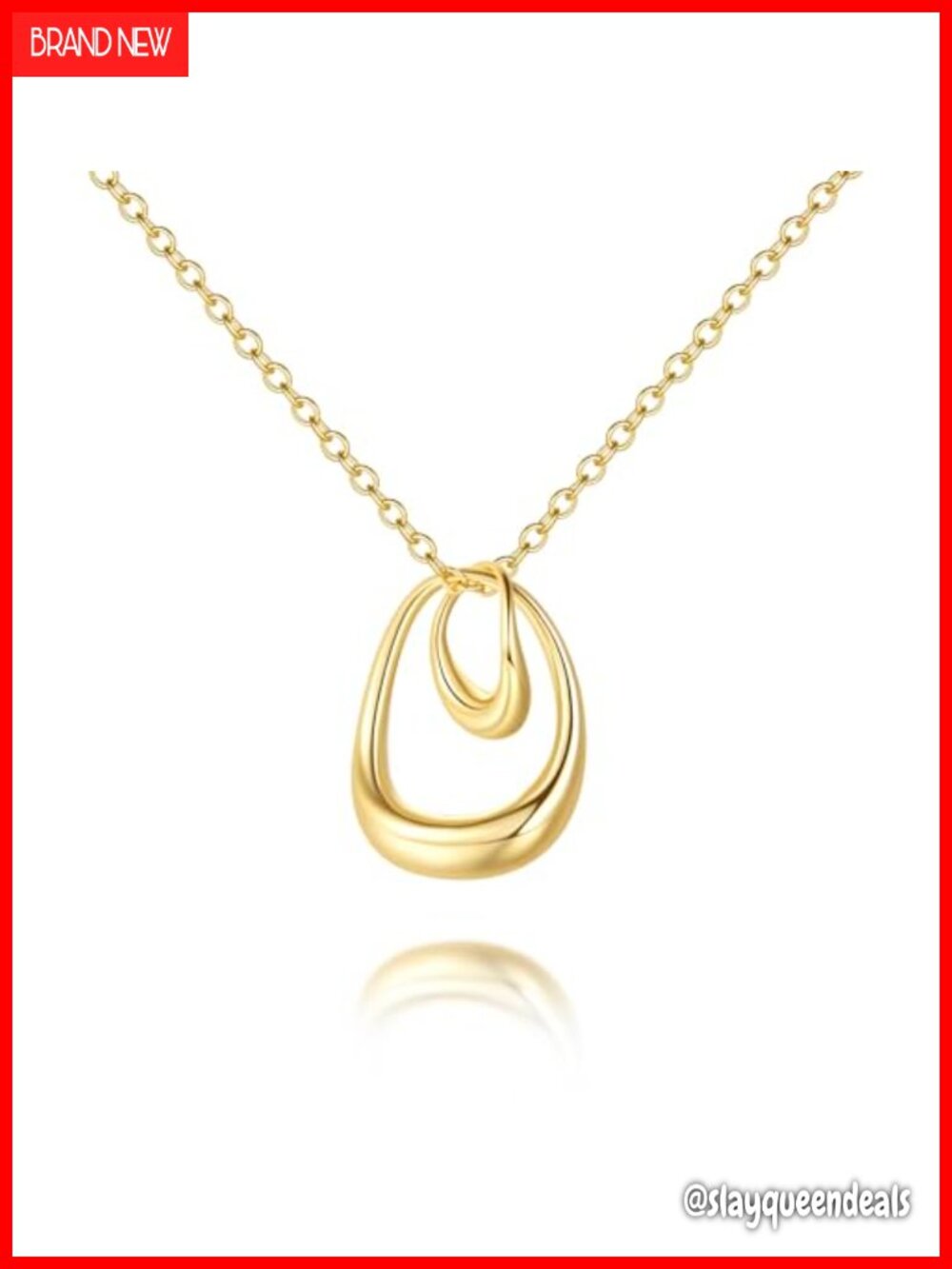 14K Gold Plated Necklace Interlocking Pendant Adjustable O Chain